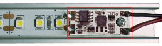 V-LED vypínač/stmievač do lišty 12V/24V, žltá LED kontrolka